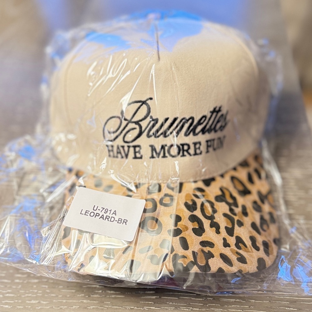 Animal Print & Embroidered Graphic Trucker Hat Brunettes Have More Fun - Picture 2 of 4
